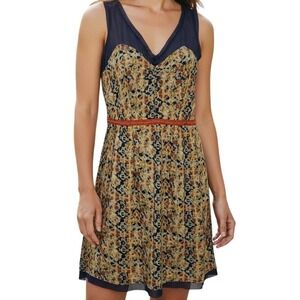 URBAN‎ OUTFITTERS STARING AT STARS Print V-Neck Mesh Trim Sleeveless Dress EUC 4